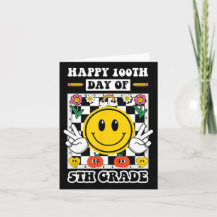 Happy 100th Day Of 5th Grade Retro Smile 100 Days Card