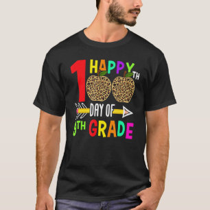 Happy 100th Day Of 9th Grade Leopard Print Teacher T-Shirt