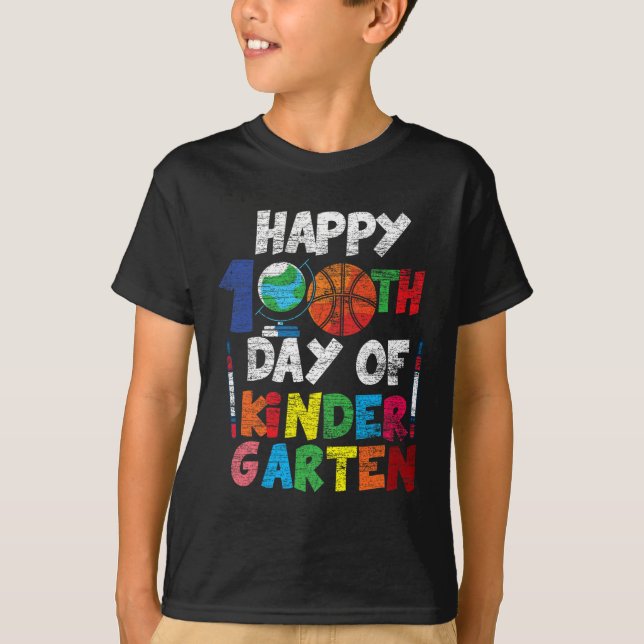 Happy 100th Day Of Kinder Garten Cute 100 Days Of  T-Shirt (Front)