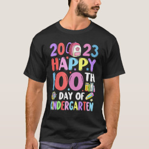 Happy 100th Day Of Kindergarten 2023 Teacher Stude T-Shirt
