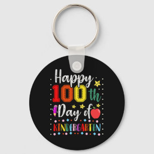 Happy 100th Day Of Kindergarten Colourful Teacher  Key Ring
