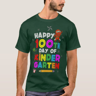 Happy 100th Day Of Kindergarten Cute Warrior Samur T-Shirt