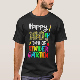 Happy 100th Day Of Kindergarten Leopard 100 Days O T-Shirt