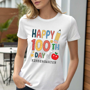 Happy 100th Day of Kindergarten School Teacher T-Shirt