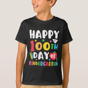 Happy 100th Day Of Kindergarten Teacher Kids 100 D T-Shirt