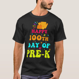 Happy 100th Day of Pre-K Teacher Student Retro Gro T-Shirt