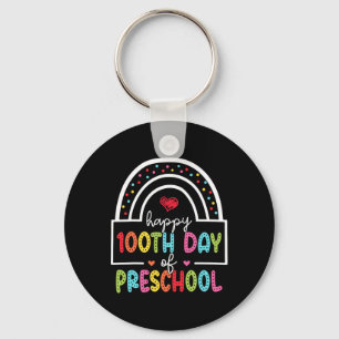 Happy 100th Day of Preschool Cute Students 100 Day Key Ring