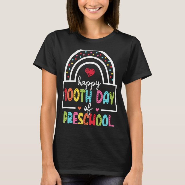 Happy 100th Day of Preschool Cute Students 100 Day T-Shirt (Front)