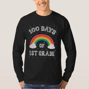 Happy 100th Day Of School 100 Days 1st Grade Rainb T-Shirt