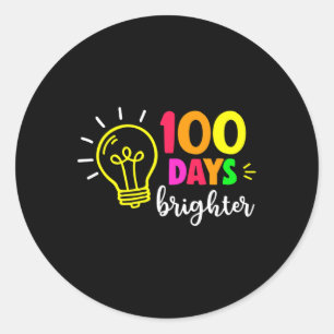 Happy 100th Day Of School 100 Days Brighter Girls  Classic Round Sticker