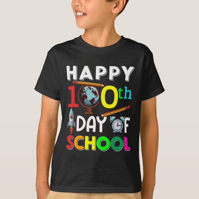 Happy 100th Day Of School 100 Days Of School Teach T-Shirt (Front)