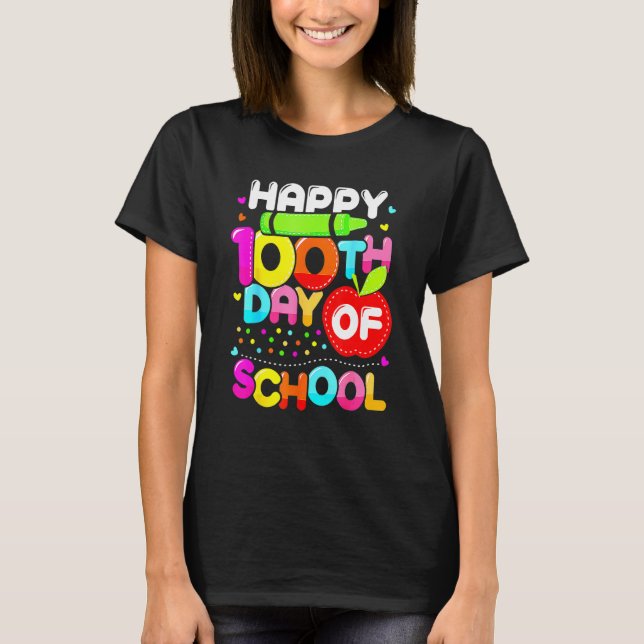 Happy 100th Day Of School 100 Days Smarter Cute Te T-Shirt (Front)