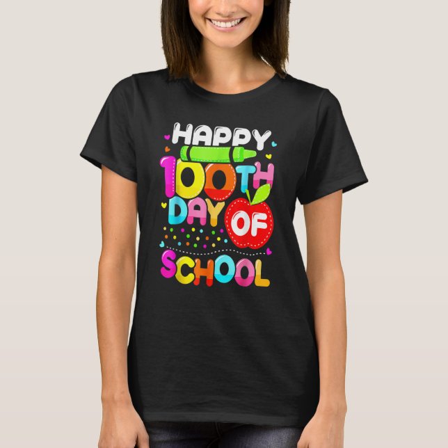 Happy 100th Day Of School 100 Days Smarter Cute Te T-Shirt (Front)