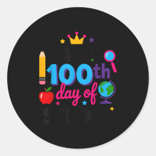 Happy 100th Day Of School 100 Days Smarter Teacher Classic Round Sticker