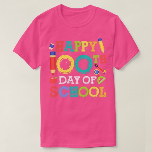 Happy 100th Day Of School Back To School Gift T-Shirt (Design Front)