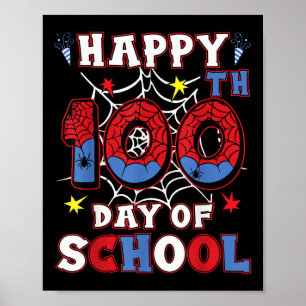 Happy 100th Day Of School Boys Girls Kids Spider 1 Poster