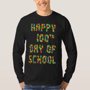 Happy 100th Day of School Build Blocks Teachers Ki T-Shirt