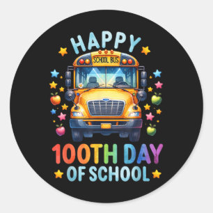 Happy 100th Day Of School Bus Driver 100 Days Of S Classic Round Sticker