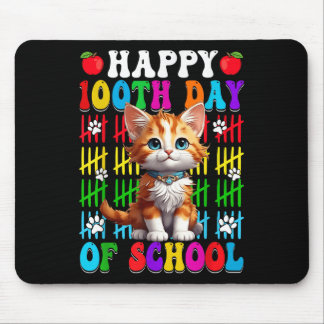 Happy 100th Day Of School Cat 100 Days Smarter Boy Mouse Pad