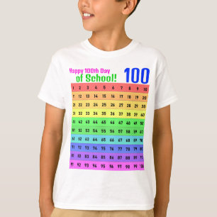 Happy 100th Day of School, Colorful Hundreds Chart T-Shirt