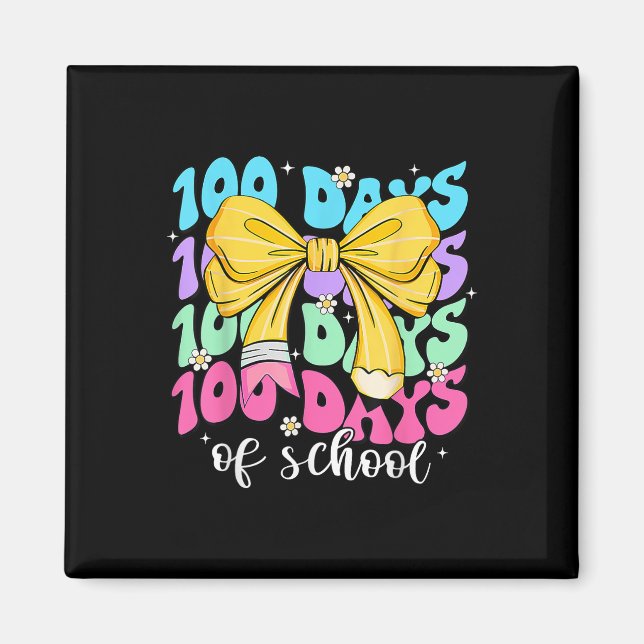 Happy 100th Day Of School Coquette Bow 100 Days Sm Magnet (Front)