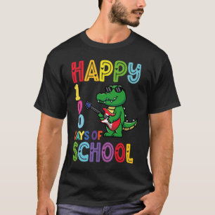 Happy 100th Day of School Cute Crocodile Playing G T-Shirt