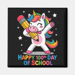 Happy 100th Day Of School Cute Rainbow Unicorn Wom Magnet