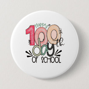 Happy 100th Day of School Design 7.5 Cm Round Badge