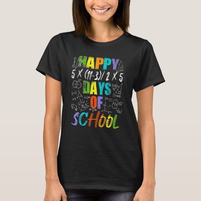 Happy 100th Day Of School Equations Math Teacher 1 T-Shirt (Front)