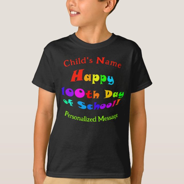 Happy 100th Day of School Fun Colourful Kid T-Shir T-Shirt (Front)