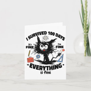 Happy 100th Day Of School Funny Black Cat 100 Days Card