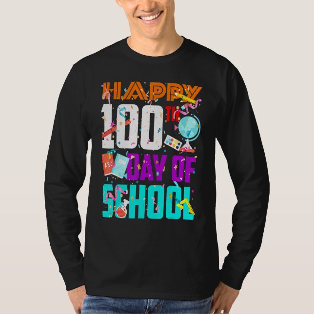Happy 100th Day Of School Funny Teacher Student Ki T-Shirt (Front)