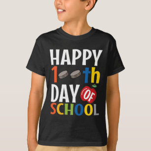 Happy 100th Day Of School  Hockey Teacher Student  T-Shirt