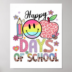 Happy 100th Day Of School Kids Boys Girls 100 Days Poster