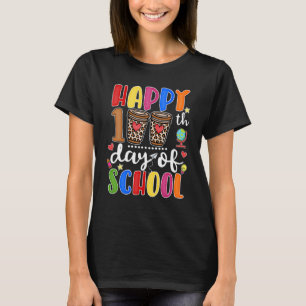 Happy 100th Day Of School Leopard Coffee Teacher L T-Shirt