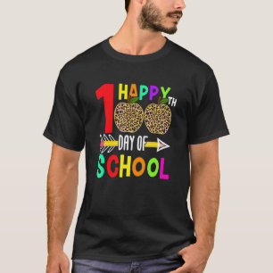 Happy 100th Day Of School Leopard Kids Teacher 100 T-Shirt
