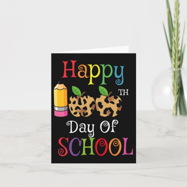 Happy 100th Day Of School Leopard Print Teacher St Card (Front)