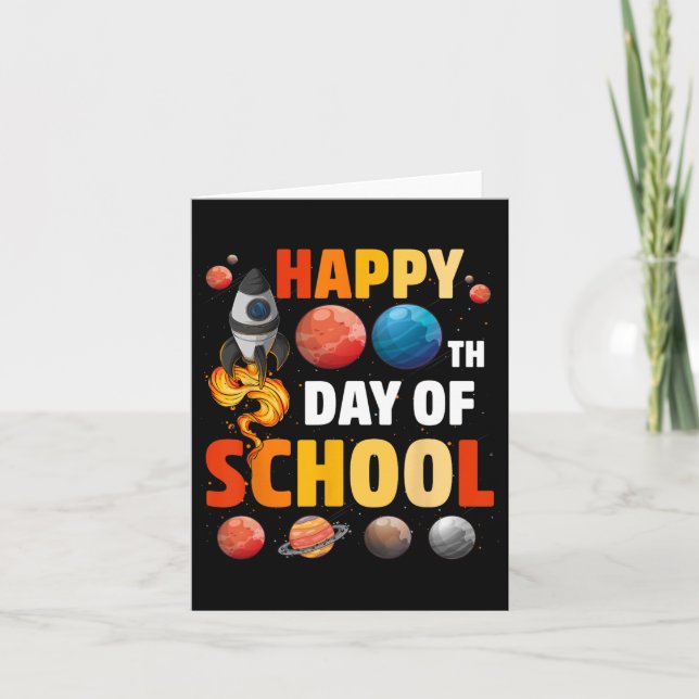 Happy 100th Day Of School Outer Space Teacher Stud Card (Front)