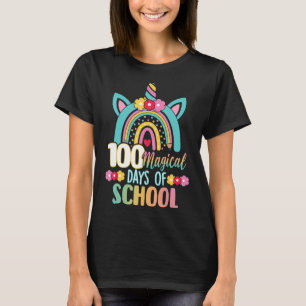 Happy 100th Day Of School Rainbow Unicorn 100 Magi T-Shirt