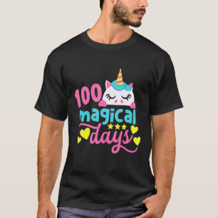 Happy 100th Day Of School Rainbow Unicorn 100 Magi T-Shirt