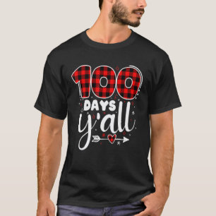 Happy 100th Day Of School Red Plaid 100 Days Y'all T-Shirt