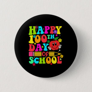 Happy 100th Day Of School Retro 100 Days Teacher S 6 Cm Round Badge