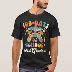 Happy 100th Day Of School Retro Groovy 100 Days 3r T-Shirt