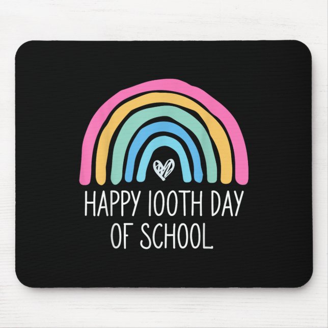 Happy 100th Day Of School Student 100 Days Rainbow Mouse Pad (Front)