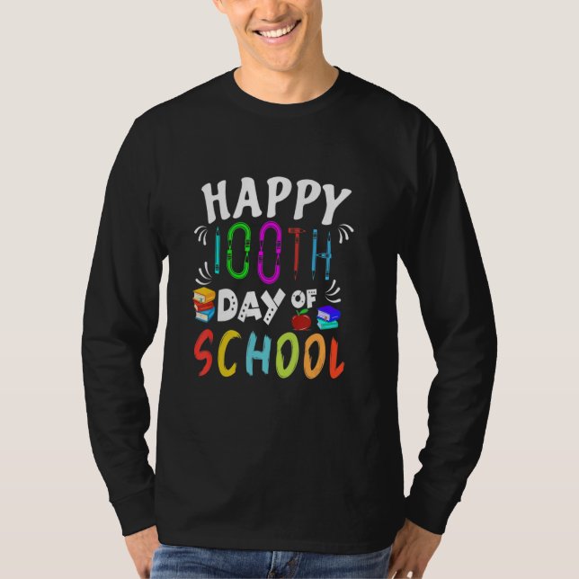 Happy 100th Day Of School Student And Teacher Book T-Shirt (Front)