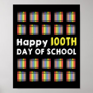 Happy 100th Day Of School Student Fun 100 Days Of  Poster