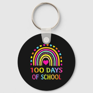 Happy 100th Day Of School Teacher Kids 100 Days Ra Key Ring