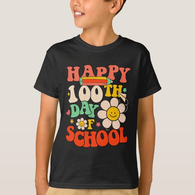 Happy 100th Day Of School Teacher Kids 100 Days Re T-Shirt (Front)
