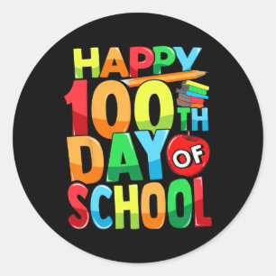 Happy 100th Day Of School Teacher Kids Child Happy Classic Round Sticker
