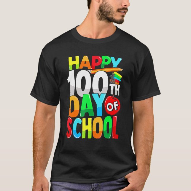 Happy 100th Day Of School Teacher Kids Child Happy T-Shirt (Front)
